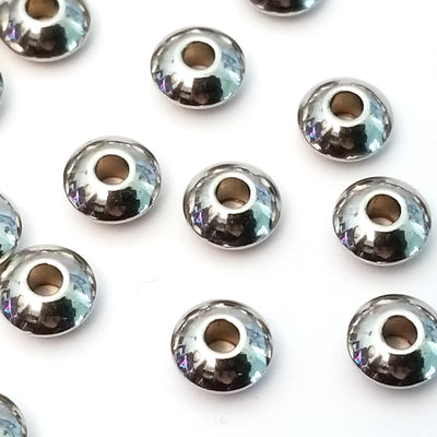 6mm Abacus Beads, Stainless Steel 6x3mm, 2mm Hole, Lot Size 200, #1532