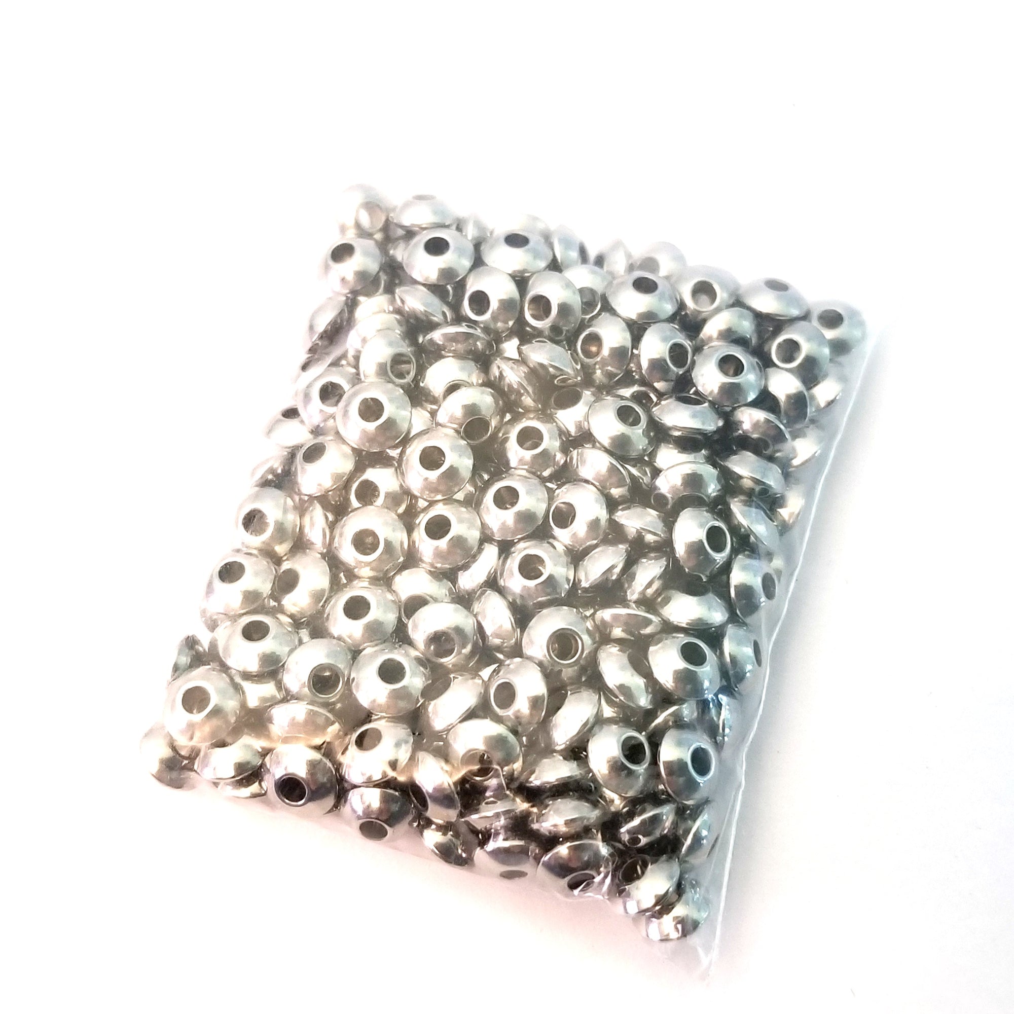 6mm Abacus Beads, Stainless Steel 6x3mm, 2mm Hole, Lot Size 200, #1532
