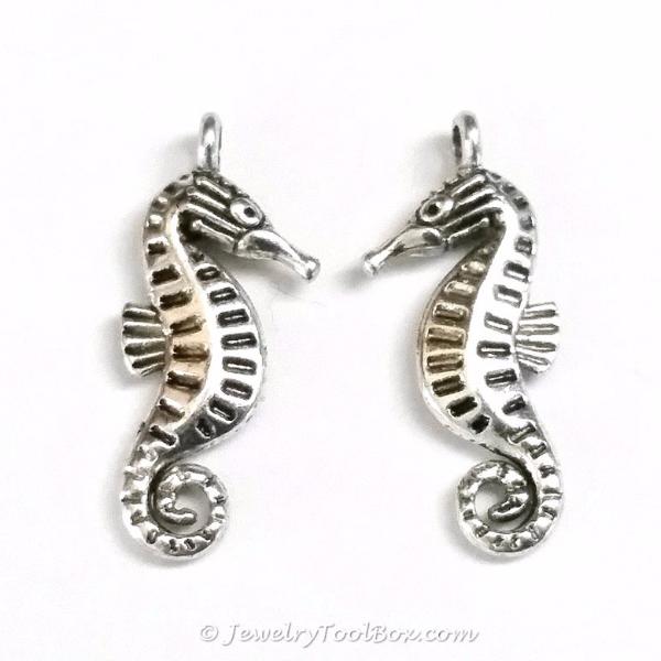 Seahorse Charms, Antique Silver, 3 Dimensional, Lead Free, Cadmium Free, 22x9mm, Lot Size 20, #2154