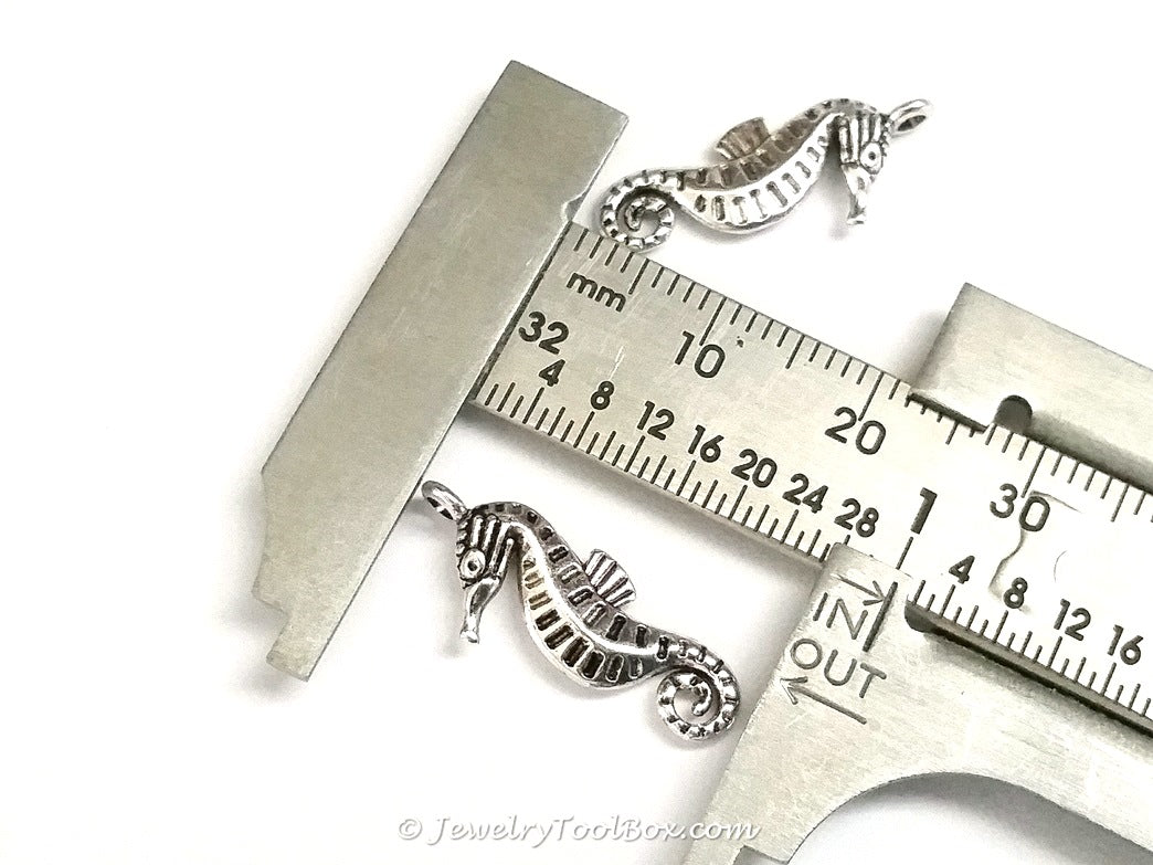 Seahorse Charms, Antique Silver, 3 Dimensional, Lead Free, Cadmium Free, 22x9mm, Lot Size 20, #2154