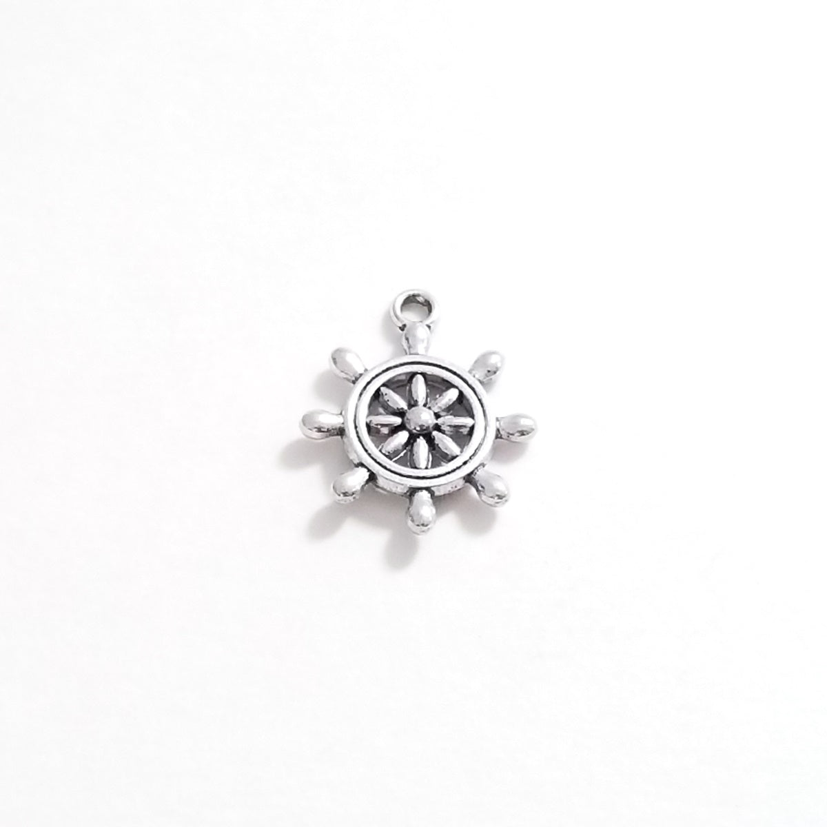 Boat Wheel Charms, Nautical Pendants, Antique Silver, 3 Dimensional, Lead Free, Nickel Free, 23x19mm, Lot Size 20, #2152