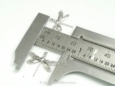 Small Silver Dragonfly Charm, 1 Loop, Antique Sterling Silver Plated Brass, Lot Size 10, #01S
