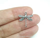 Small Silver Dragonfly Connector Charm, 2 Loops, Sterling Silver Plated Brass, Lot Size 10, #02S