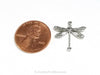 Small Silver Dragonfly Connector Charm, 2 Loops, Sterling Silver Plated Brass, Lot Size 10, #02S