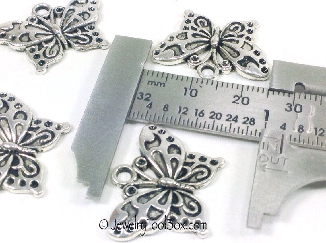 Butterfly Charms, Antique Silver Metal Pendants, 19x24mm, Lot Size 18, -  Jewelry Tool Box