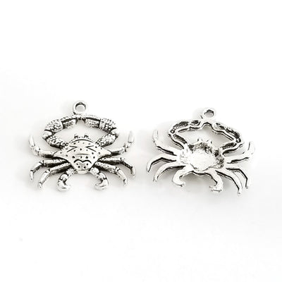 Crab Pendant Charms, Antique Silver Pewter, Lead Free, 23x24mm, Lot Size 12, #1243