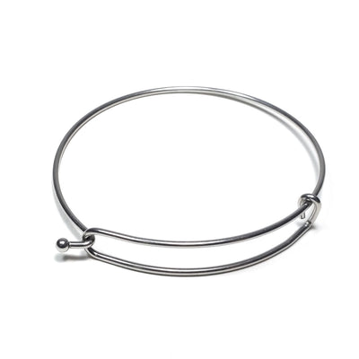 Charm Bangle Bracelet Finding for Charms, 60mm diameter (less than about 7-1/2 inches), Lot Size 50 Pieces, #1803