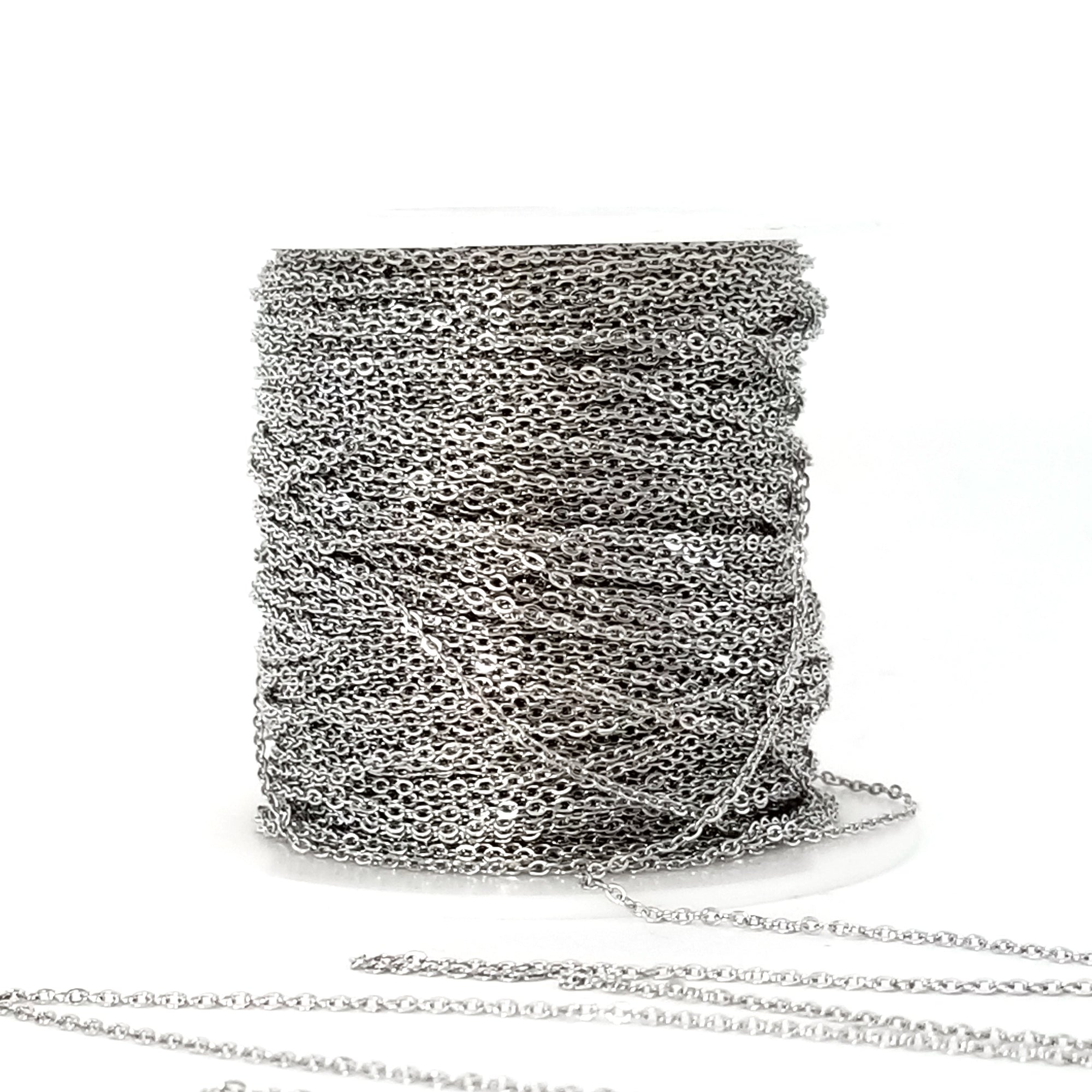 Stainless Steel Chain, Bulk Chain, Jewelry Making Chain, Hypoallergenic, 316L Stainless, Oval Links, Lot Size 100 Meters Spooled, #1908