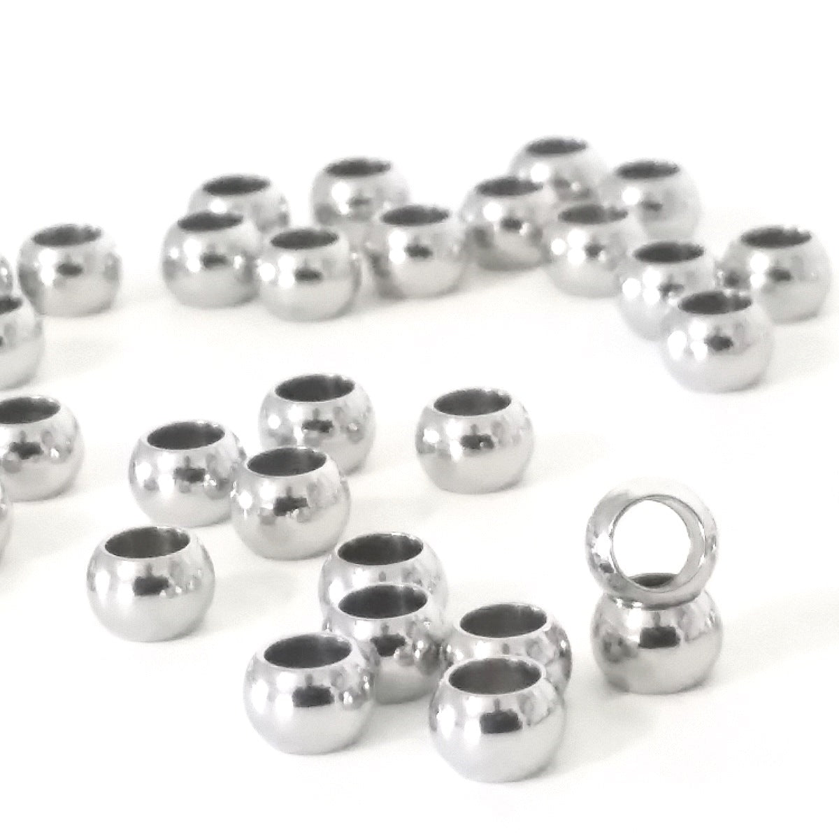 Stainless Steel Beads, 5x3mm, 3mm Large Hole, Lot Size 200 Beads, #1531