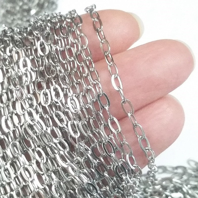 Stainless Steel Rolo Style Jewelry Chain, Soldered Closed Links, 3.5x4 ...