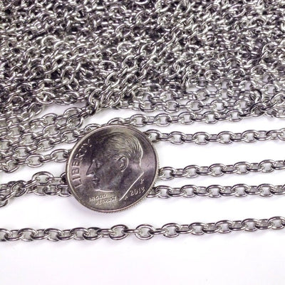 Stainless Steel Jewelry Chain, 3x4mm Oval, Soldered Closed Links, Lot Size 50 Meter Spool, #1006