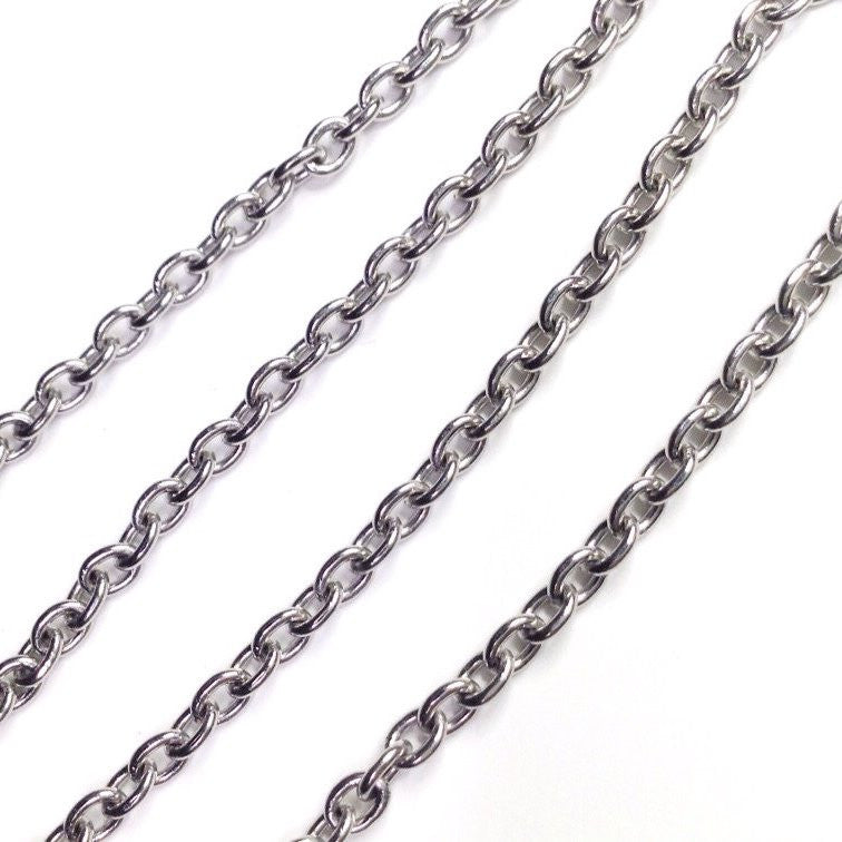 Stainless Steel Chain Bulk, 10 Ft of Surgical Stainless Steel Soldered  Sturdy Oval FLAT Cable Chain 4.4x2.8mm SOLDERED Link 