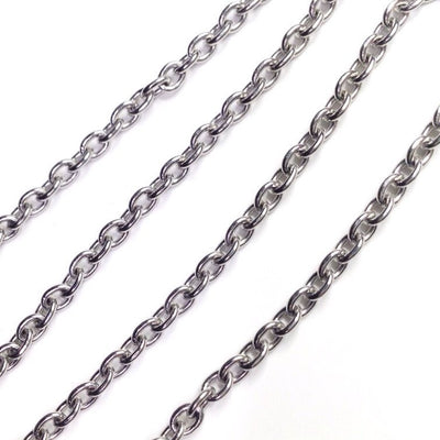 Stainless Steel Jewelry Chain, 3x4mm Oval, Soldered Closed Links, Lot Size 50 Meter Spool, #1006