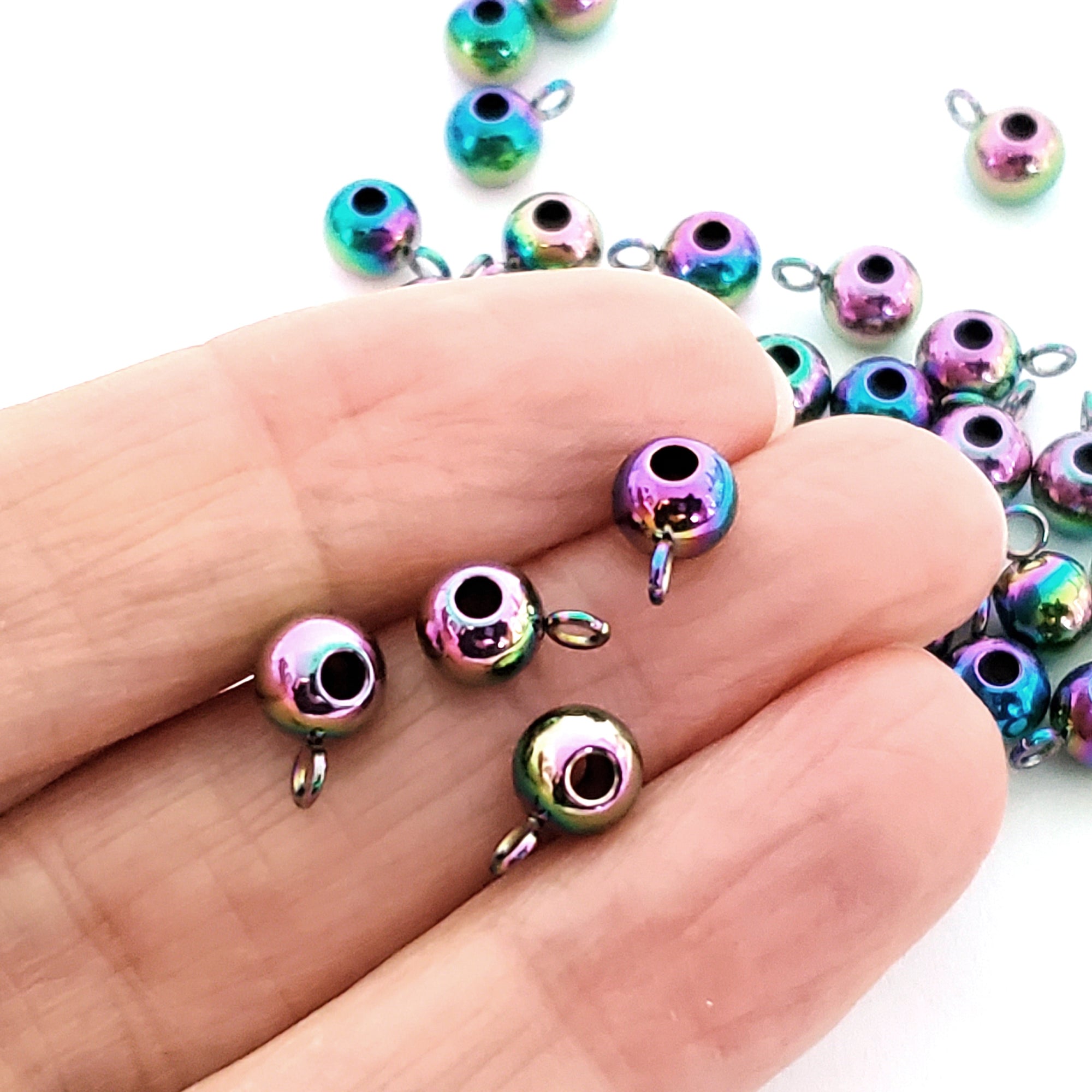 Titanium Stainless Pendant Bail, 5x9x6mm, 2mm Hole, 2mm Loop, Lot Size 50, #1457 MC