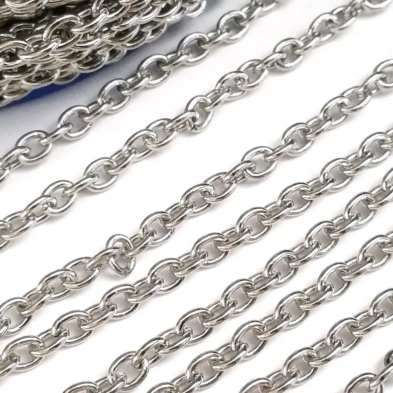 Oval Link Chain, Stainless Steel, 6x4.5mm, 16 Gauge, Lot Size 50 Meters, #1934
