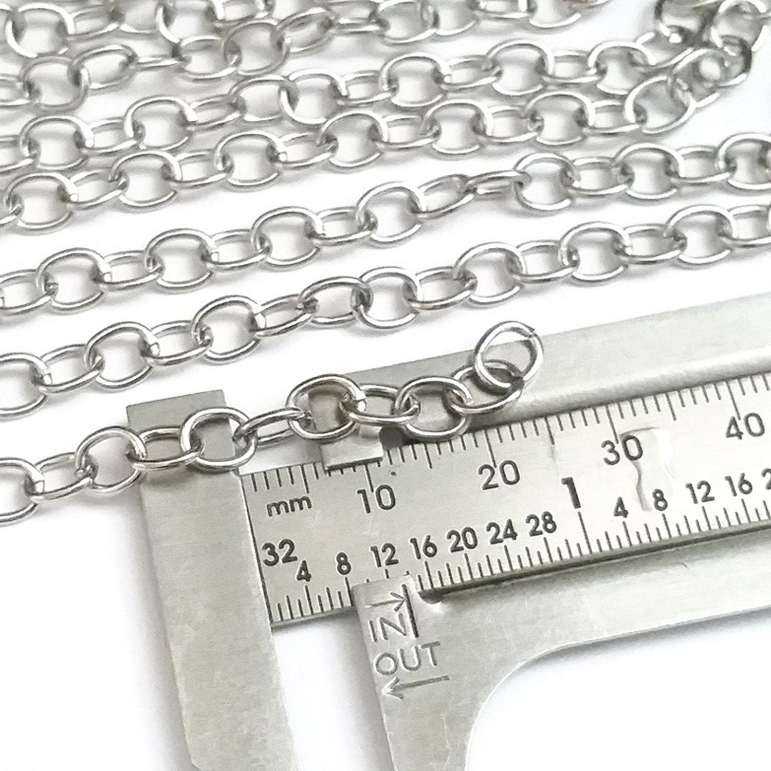 Stainless Steel Jewelry Chain, Hypoallergenic, 304 Stainless, 5x6.5mm Oval Open Links, Lot Size 50 Meters, #1928