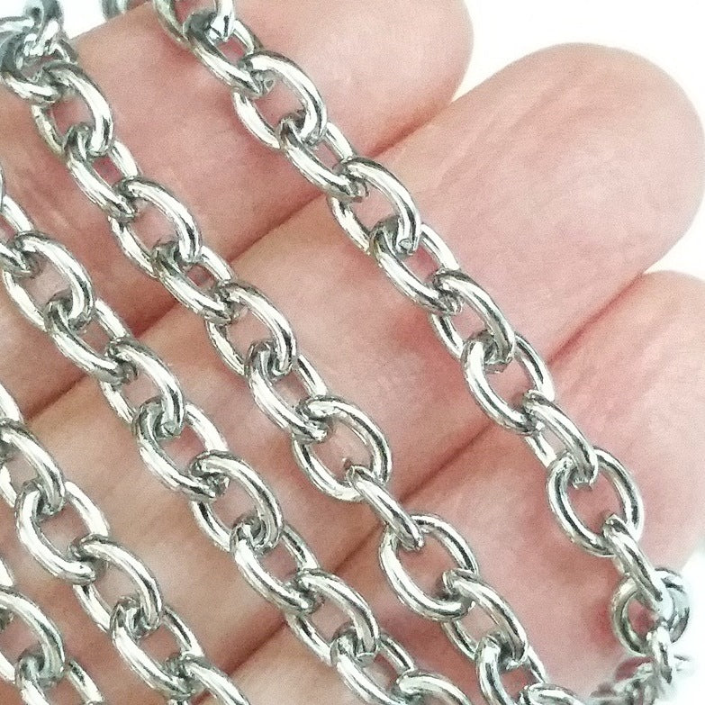 Oval Link Chain, Stainless Steel, 6x4.5mm, 16 Gauge, Lot Size 50 Meters, #1934