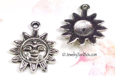 Sun Charms, Antique Silver, Third Eye Motif, Lead Free, 21x17mm, Lot Size 18, #1051