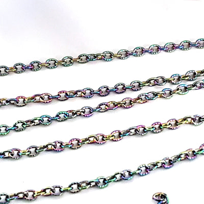 Textured Rainbow Stainless Steel Bulk Jewelry Making Chain 2.5x3mm Ova -  Jewelry Tool Box