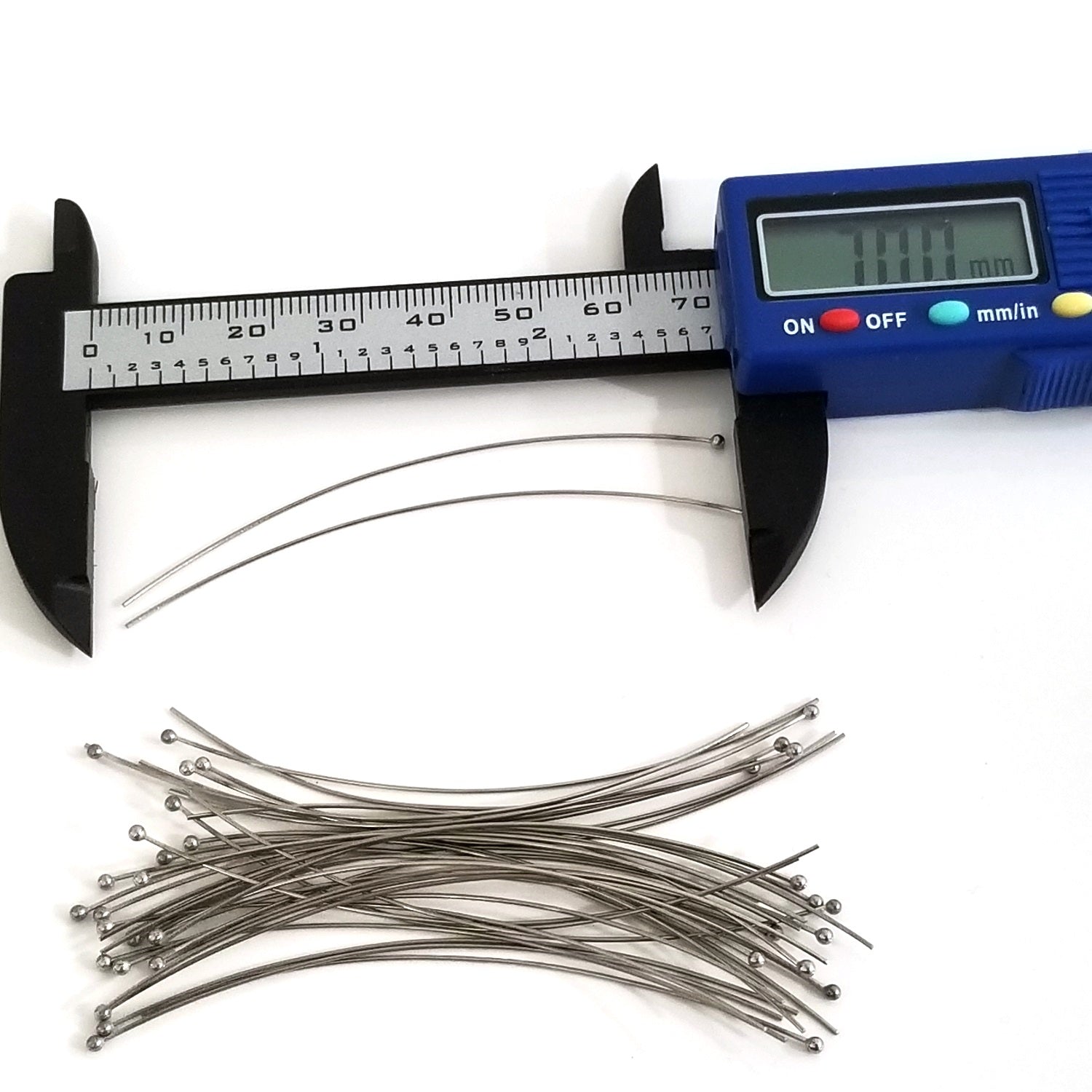 Long Thin Ballpins, Stainless Steel, 70mm, 2 3/4 inch, 0.5mm, 24 gauge, Hypoallergenic, Lot Size 500 (Approximately), #1308