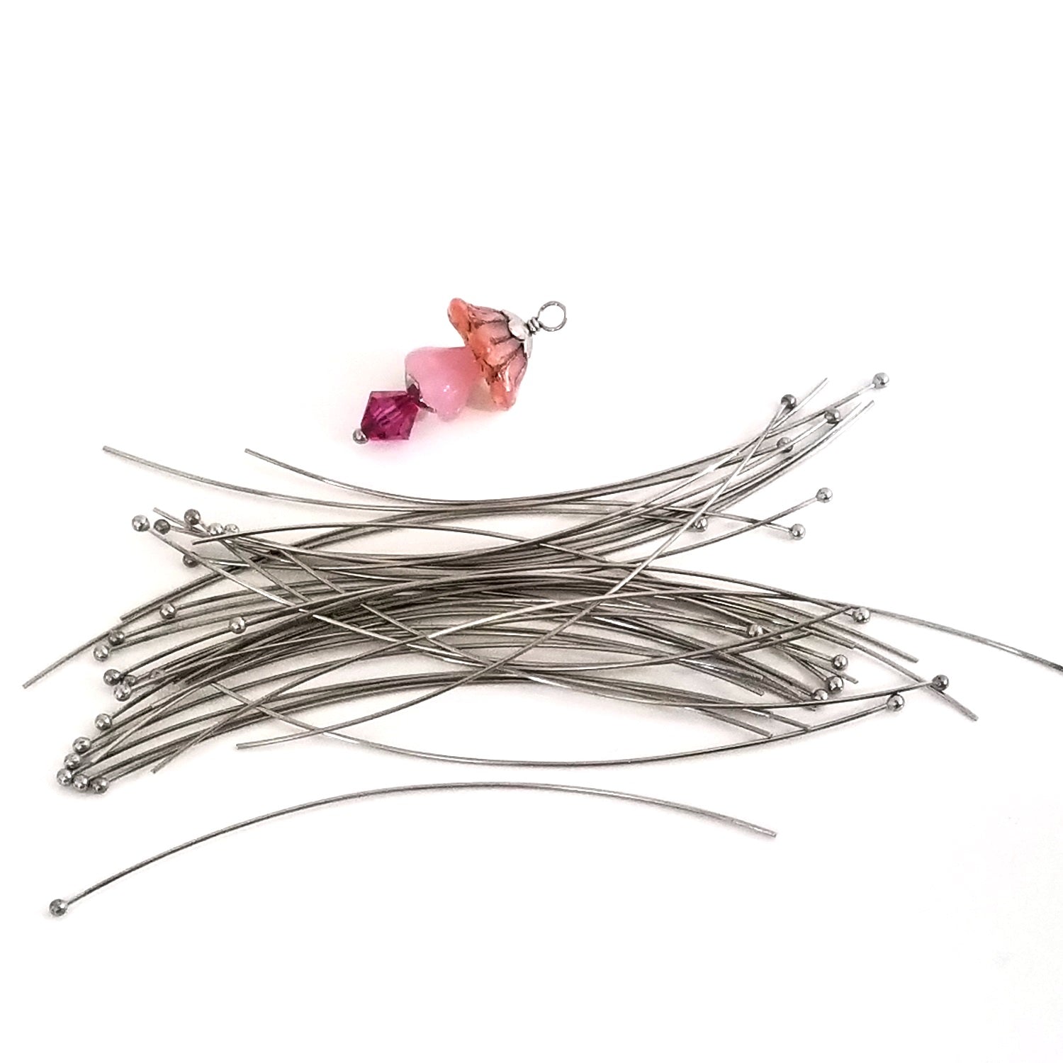 Long Thin Ballpins, Stainless Steel, 70mm, 2 3/4 inch, 0.5mm, 24 gauge, Hypoallergenic, Lot Size 500 (Approximately), #1308