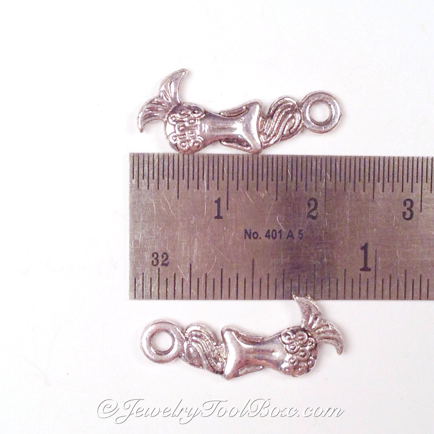 Mermaid Charms, Antique Silver, Double Sided, Lead Free, Nickel Free, 20x8.5x2mm, 2mm Loop, Lot Size 50, #2019 CBK