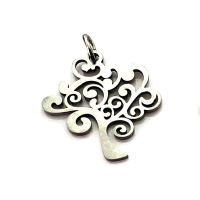 Tree Charms, Stainless Steel, 20.5x20x1mm, 2.5mm Hole, 5x0.8mm Ring, Lot Size 5 Charms, #1665