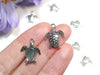 Sea Turtle Pendant Charms, Silver Turtle, Antique Silver Pewter 3 Dimensional Pendant, Lead Free, 18x13mm, Lot Size 20, #1079