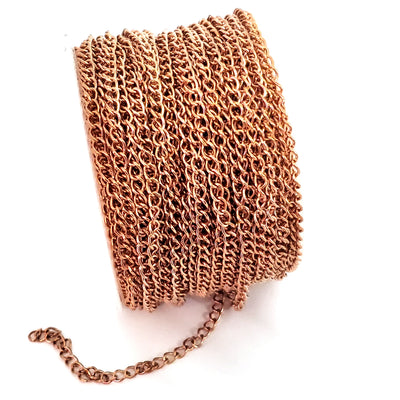 Twist Chain, Rose Gold Stainless Steel Soldered Links, 3x4x0.5mm, 25 Meters Spooled, #1925 RG