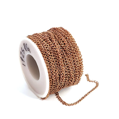 Twist Chain, Rose Gold Stainless Steel Soldered Links, 3x4x0.5mm, 25 Meters Spooled, #1925 RG