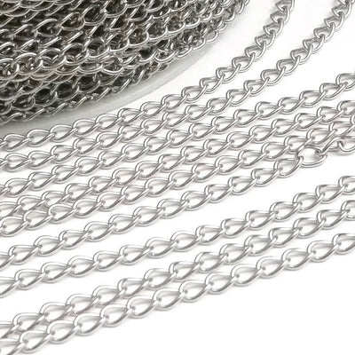Stainless Twist Chain, Open Link, 3.5x5.5x0.75mm, 50 Meters, #1950