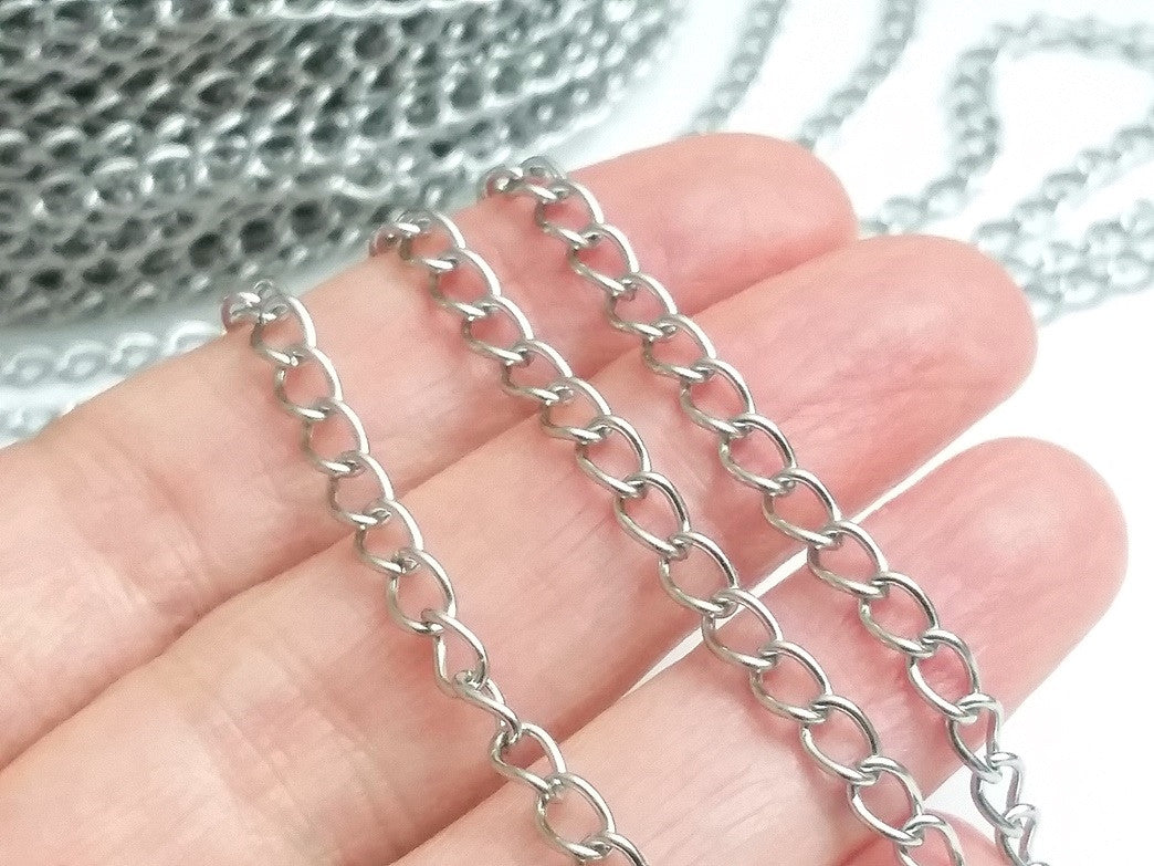 10 Feet 6mm Rolo Chain Bulk Stainless Steel Link Chain by Meter