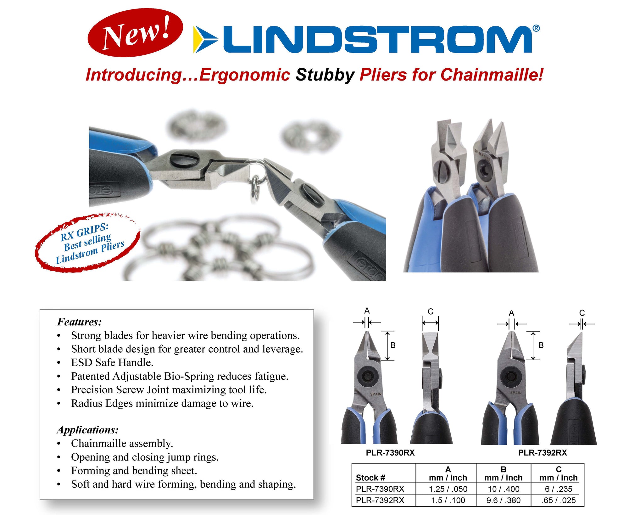 Lindstrom Curved Chain Nose Pliers #7892